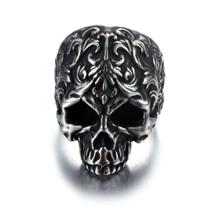 Rings Floral Pattern Skull Head Stainless Steel Ring