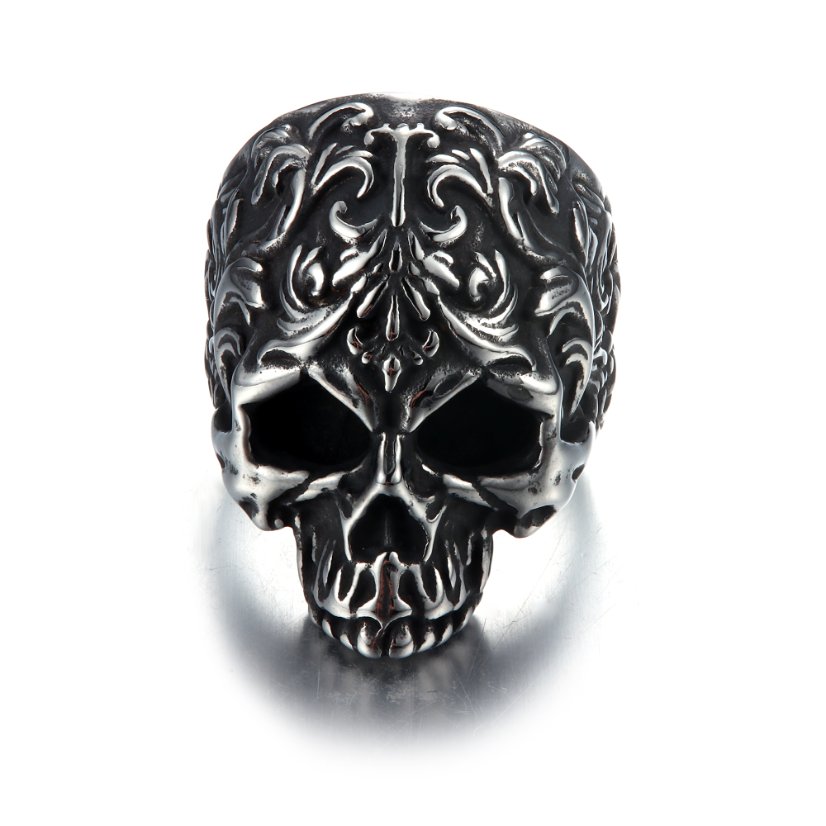 Rings Floral Pattern Skull Head Stainless Steel Ring