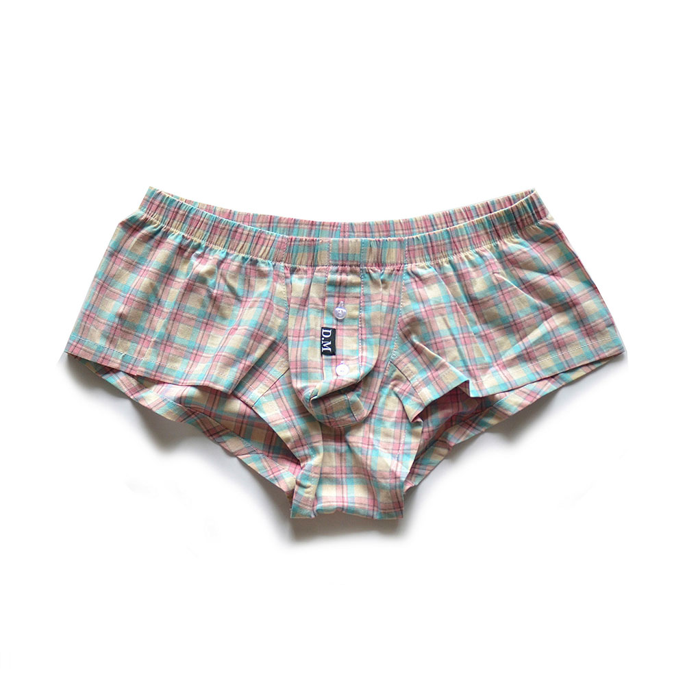 Underwear Low Rise Sexy Plaid Home Boxer Briefs