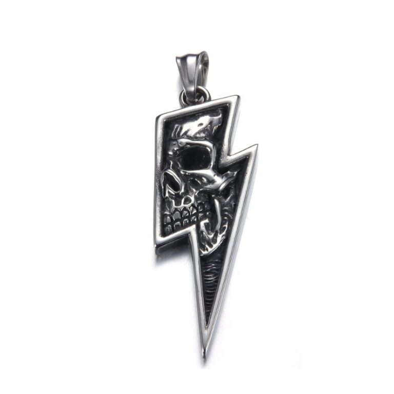 Pendants Vintage Lightning Bolt Skull Stainless Steel Pendant