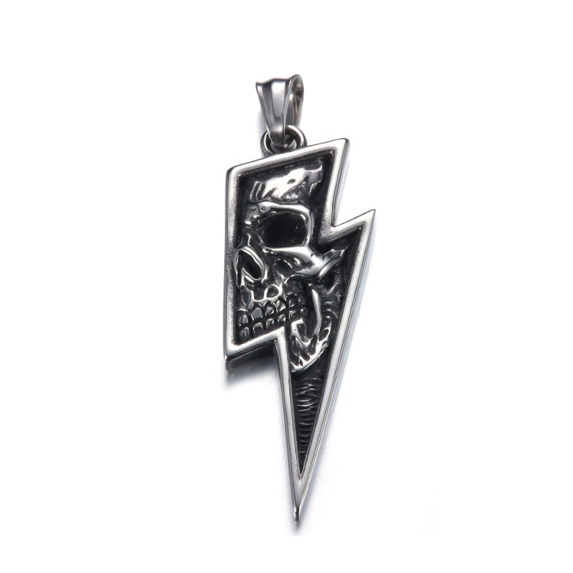Pendants Vintage Lightning Bolt Skull Stainless Steel Pendant